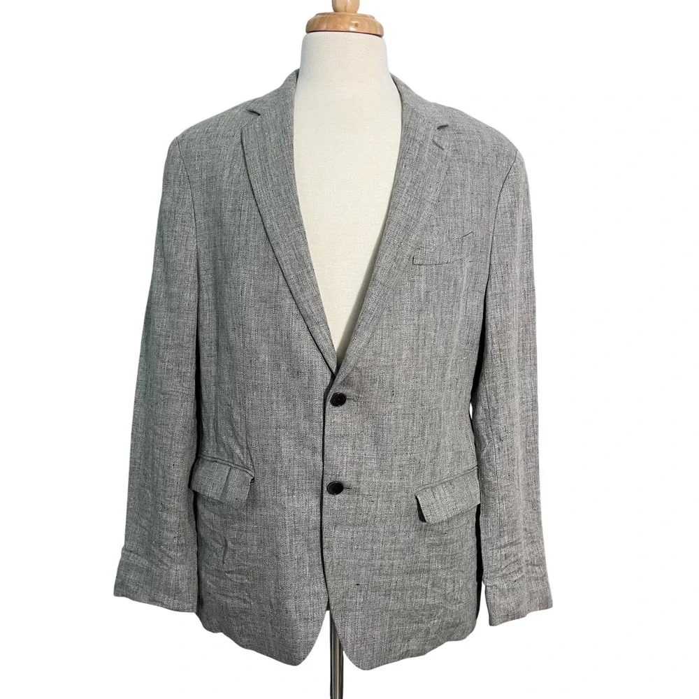 GAP Linen Blazer Mens 42 Grey Unstructured Sport Coat Professional Casual Summer
